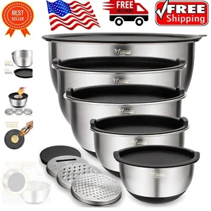 Versatile Stainless Steel Nesting Bowls with Airtight Lids & Non-Slip Base - Picture 1 of 9