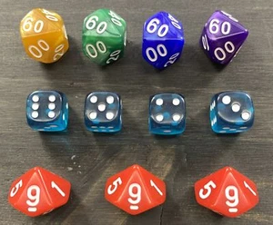 Juego de 11 Dados Cuadrados Mixto de Velocidad DND Soporte para Saco Verde Afortunado ¡Rollos Crit! - Imagen 1 de 10