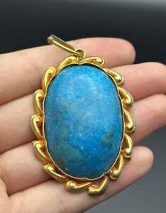 Afghanistan Unique Old 18K gold Gilding Rare turquoise, Stone Old Pendant