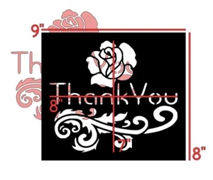 8"x9" Plastic Stencil (You pick the color) - Floral Thank You Rose (RO612) - Picture 1 of 9