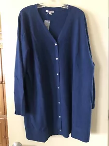 Precious Fibers NEW Blue Cashmere Cardigan Sweater 3X - Picture 1 of 3