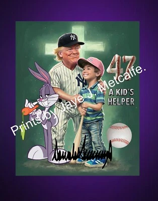 Bola de beisebol Donald Trump estampa 8x10.  KID'S HELPER - Imagem 1 de 4