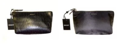 Bolsa de cosméticos DKNY Gigi artículos de tocador negro satinado logotipo nueva con etiquetas Foto 1 de 3