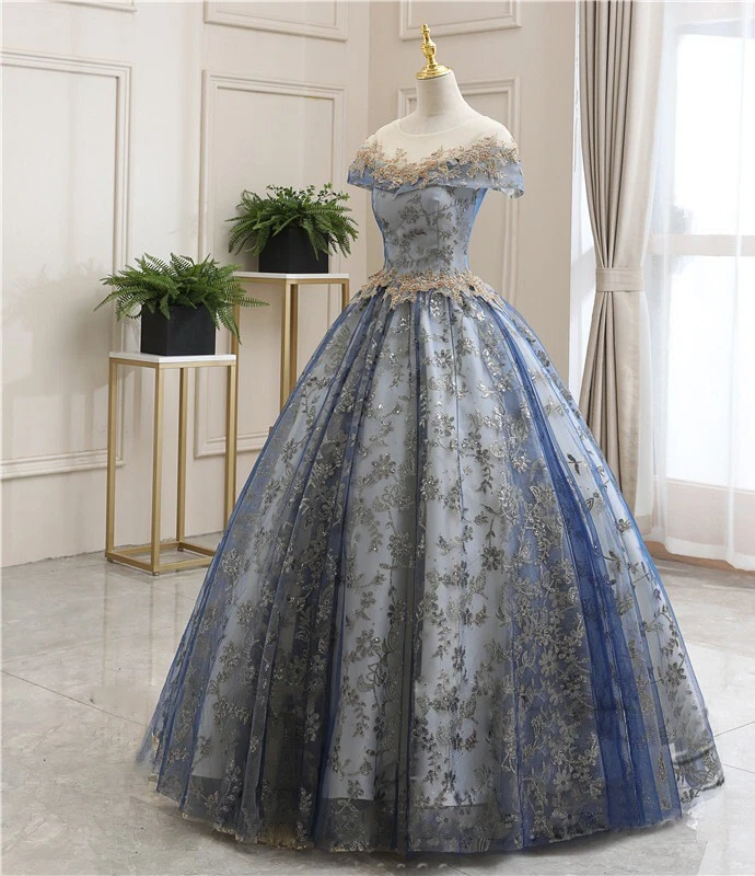 Stylish Long Ball Gown Dress Tulle Lace Formal Evening Prom Dress for Women - Image 1 of 4