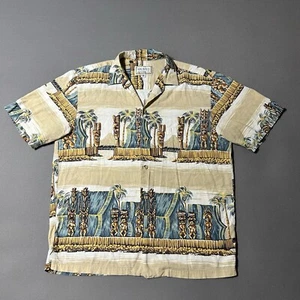 Kalaheo Hawaiian Shirt Mens Medium Cotton Rayon Blend Tiki Hut Made In USA - Picture 1 of 9