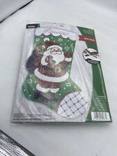 New Vintage Bucilla Glitz Santa  Felt Christmas Stocking Kit 89073E