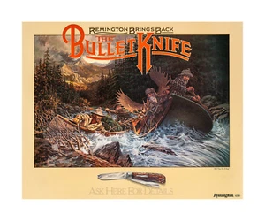 REMINGTON Brings Back Bullet Knife POSTER ‘Bad Time for a Snag’ LW DUKE 1982 NOS - Picture 1 of 3