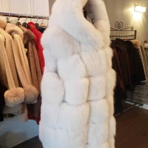 Men's Natural Real Fox Fur Vest Winter Warm Gilet Waistcoat Coat Hooded Outwear - Picture 1 of 9