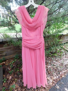 28" waist Vintage Pink Dressy Dress Chiffon Frilly - Picture 1 of 5
