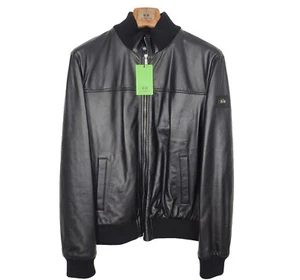 LA MARTINA black leather bomber jacket XXL RRP£715 Made In Italy - Picture 1 of 8