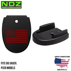NDZ Sig P320X X5 Legion P320 M18 Aluminum Mag Floor Plate Black Engraved Red - Picture 1 of 70