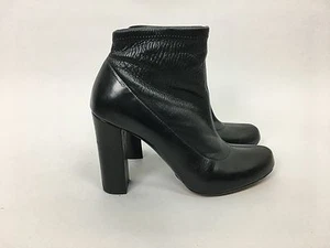 CHLOE Pull On Stretch Chunky Heel Black Ankle Heel Boots 38.5 Italy Booties 8.5 - Picture 1 of 7