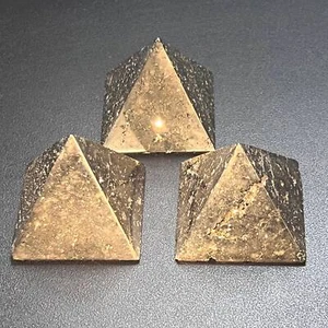 Iron Pyrite Pyramid Crystal Druzy Carving Polished Fools Gold - Picture 1 of 3