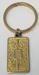 Schlüsselanhänger R Buchstabe groß monogrammiert ausgefallene Schrift goldfarben Metall Vintage - Bild 1 von 6