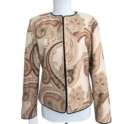 Vintage Wool Cashmere Blazer Jacket 2 Leather Trim Old Money Equestrian Heritage - Image 1 of 4