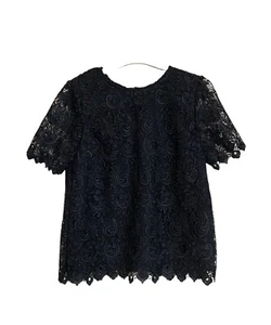 Reiss Lace Top Size 8 Short Sleeved Regency Occasion Embellished Black Christmas - Picture 1 of 6