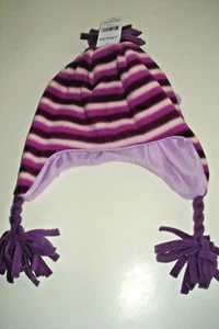 Conjunto de sombrero y manopla a rayas moradas para niñas talla única aprox. 2-4 nuevo con etiquetas - Imagen 1 de 3