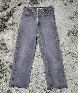 Jeans Levi's Premium Ribcage dritto alla caviglia donna 28 nero antracite Big E denim - Foto 1 di 22