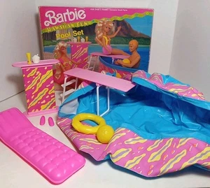Barbie Hawaiian Fun Pool Set in Original Box, incomplete, Vintage 1990 #7231 - Picture 1 of 8