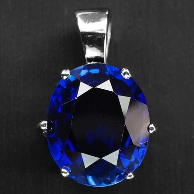 Magníficos colgantes de oro blanco de plata de ley 925 de 8,20 quilates con zafiro azul real Foto 1 de 4