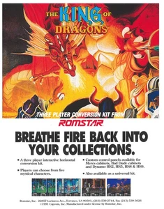 Flyer/Folleto/Anuncio Video Arcade King of Dragons Romstar -Excelente - Imagen 1 de 1