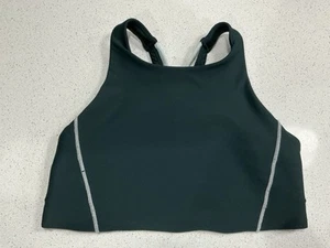 Top de bikini corto Athleta Conscious pequeño A-C cuello alto verde amazónico - Imagen 1 de 3
