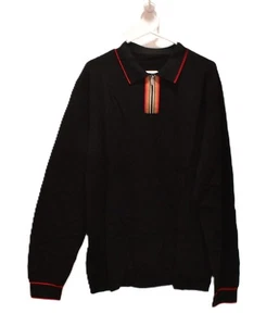 ALTAIREGA MENS 100% COTTON BLACK LONG SLEEVE POLO SHIRT SIZE XXL - Picture 1 of 8