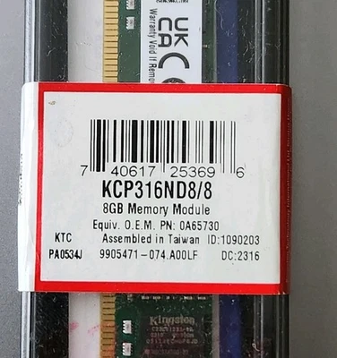 KINGSTON KCP316ND8/8 8十亿字节 DDR3 PC3 12800 台式内存  — 第 1/3 张图片