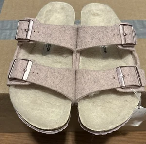 Birkenstock Arizona Happy Lamb Wool Lined Footbed Sandal Pink Sz 3 US / 34 - Picture 1 of 6