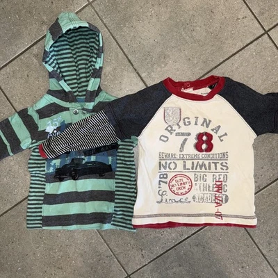 PARCHE CALABAZA Niños Manga Larga Camiseta X 2 Talla 12-18 Meses Niño Bebé Paquete Foto 1 de 4