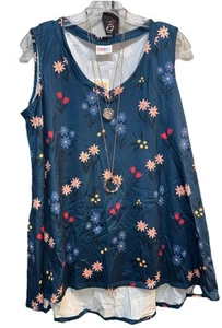 Neu mit Etikett Neuerscheinung LuLaRoe Large blau zierlich Blumenmuster KRISTINA Oversize-Tanktop - Bild 1 von 7