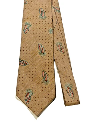 Giorgio Armani vintage Khaki Brown dots stripes Silk tie 55 x 3.25" - Image 1 of 4