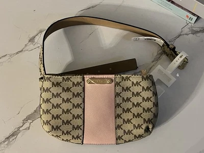 Bolso Bandolera Michael Kors Pequeño Mensajero Logo Marrón y Rosa Nuevo con Etiquetas Foto 1 de 4