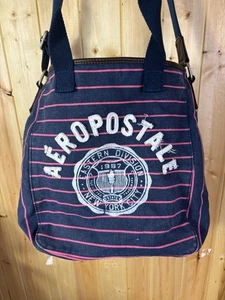 Aeropostale Y2K Canvas shoulder bag tote blue pink stripe Open Faded Worn NY - Bild 1 von 24