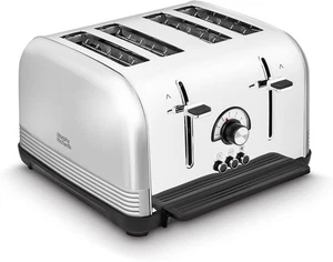 Morphy Richards Venture Silver 4 Slice Toaster Retro Design Polished & Nickel - Picture 1 of 6