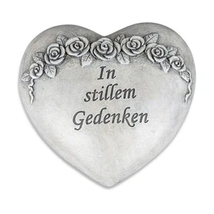 Grabdeko Herz mit Spruch In stillem Gedenken 12cm Formano Trauerdekoration - Bild 1 von 1