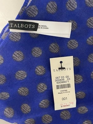 Talbots Bufanda de Lana Lunares Pom Pom Flecos Semi Transparente 70x26” Playa Boho NUEVA $79 Foto 1 de 4