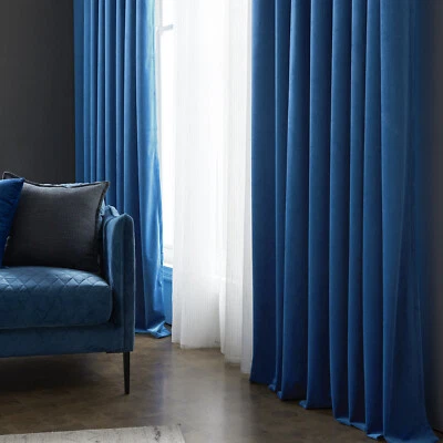 Hansure Blan velvet curtain drapery blue - Image 1 of 4