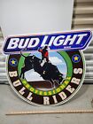 Grand panneau bière vintage Bud Light professionnel Bull Riders PBR daté 1995 vintage vintage