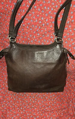 BOLSO DE MANO DE CUERO VINTAGE ROLFS (marrón) BOLSO DE HOMBRO Solapa Frontal HERRAJES PLATEADOS Foto 1 de 4