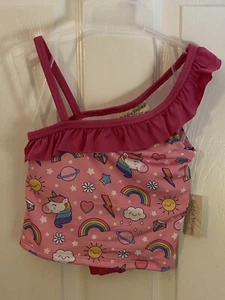 Traje de baño de dos piezas para niñas Tankini rosa unicornios arco iris 2T 3T 4T A8 - Imagen 1 de 9
