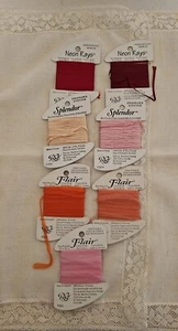 7 Rainbow Gallery Thread 2 Neon Rays Ribbon, 2 Splendor Silk & 3 Flair Ribbon - Picture 1 of 7