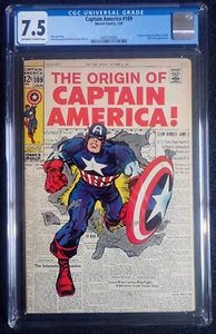 Captain America #109 💥 CGC 7.5 OW/WH 💥 Origin Nick Fury Avengers 1969 Stan Lee - Bild 1 von 5