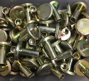 Semi-tubular Brake Lining Rivet Steel 1/4"X5/8"  1/8 Thick & 5/8 Wide Head (100) - Picture 1 of 4