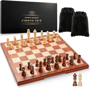 15"Chess Wooden Board Game Set -Storage Bags - Gifts Box for Kids Adults - Picture 1 of 12