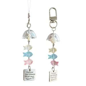 Stylish Fish Wind Bell Phone Chain Bag Ornament for Youthful Fashion Enthusiasts - Picture 1 of 10