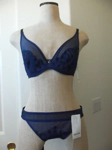 Sujetador Chantelle WAGRAM azul medianoche 2991 sin forrar inmersión UW 34D y 2993 Bikini M - Imagen 1 de 11