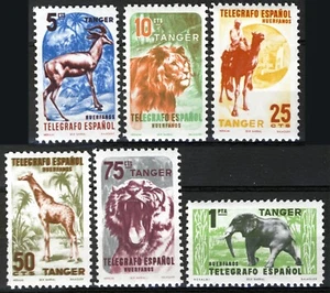 Spanish Tanger 1957, Wild Animals Telegraph Stamps MNH, Edifil 65-70 - Picture 1 of 1