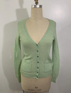 J Crew Cardigan Sweater Alpaca Wool Mint Green XS - Picture 1 of 7