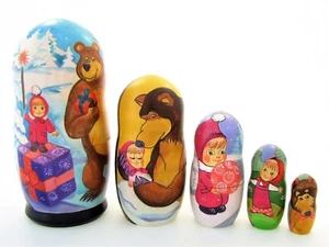 Poupées russes H18 peint main signé Matriochka Gigogne Russian Doll Matrjoschka - Imagen 1 de 4